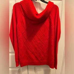 Stunning Fire Engine Red Cowl Neck Sweater, Size L